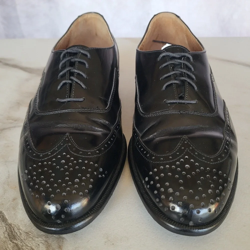 Johnston Murphy Italy Wingtip Oxfords Black Men's Size 8 M
